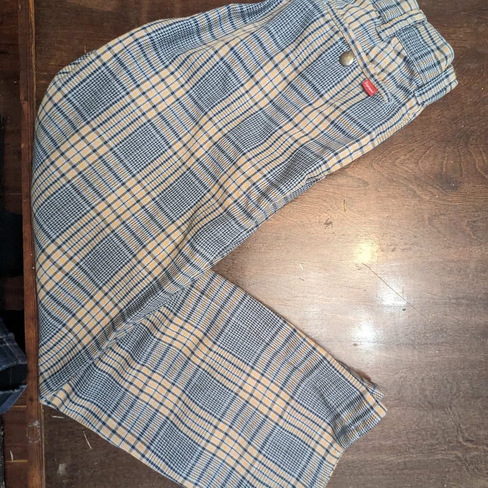Supreme SS19 Work Pants in Blue/Gold Plaid Size 30 Fits Fits 30-31